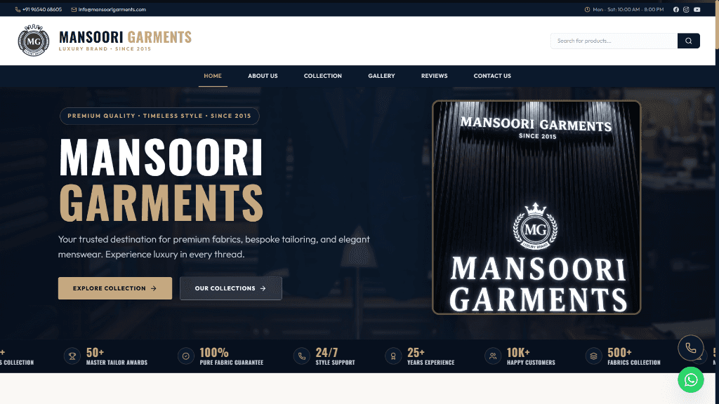 Mansoori Garments E-Commerce - Fashion & Retail Store built by UrbanTechWebs